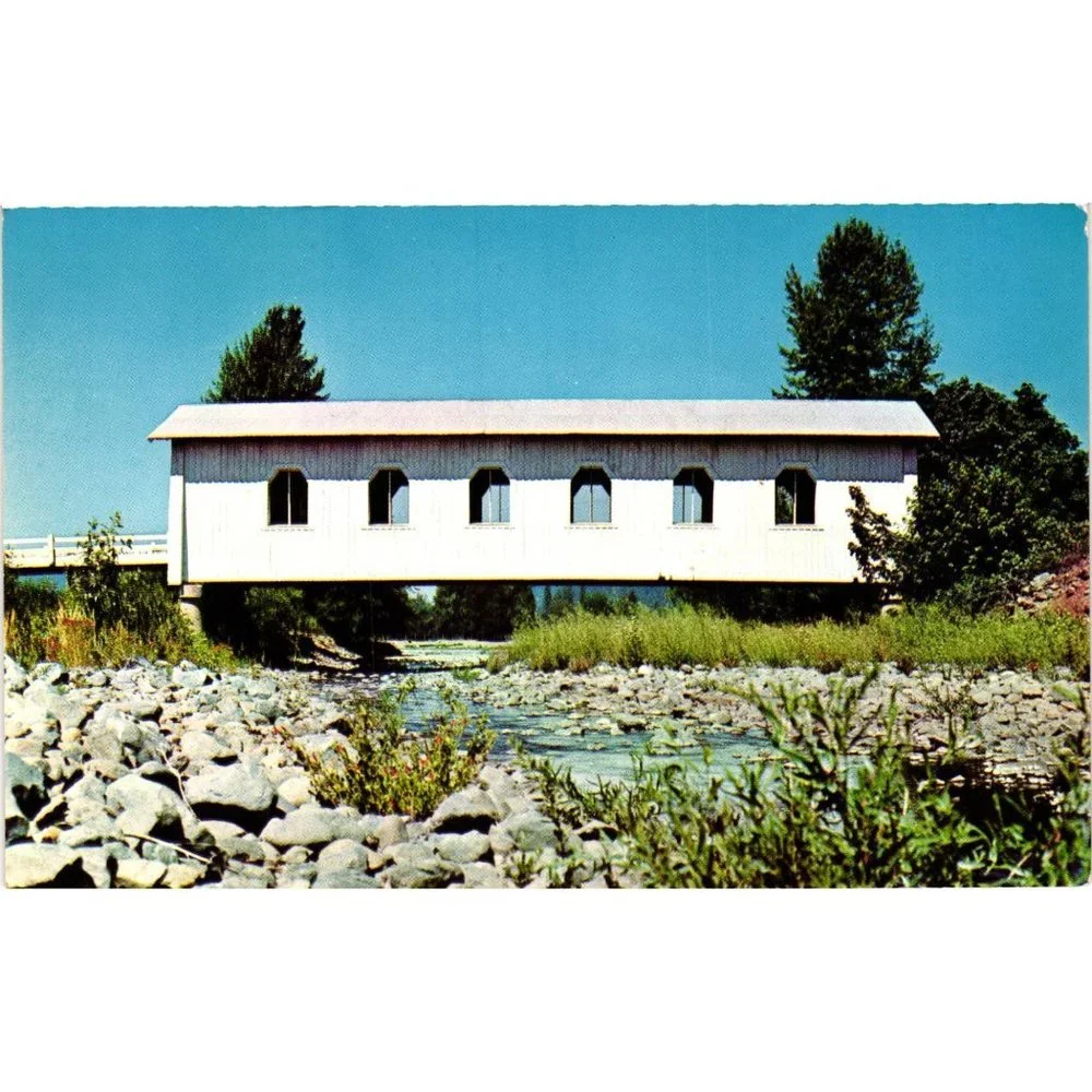 Vintage Oregon Covered Bridge Postcards Graves Creek Sunset Valley Josephine Co